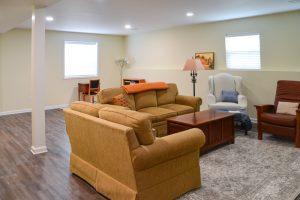 Finished basement living room in Canton, Michigan