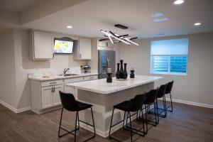 Finished basement kitchen bar in Novi, Michigan