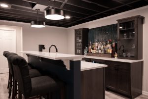 Kitchenette with bar in finished basement, Canton, MI