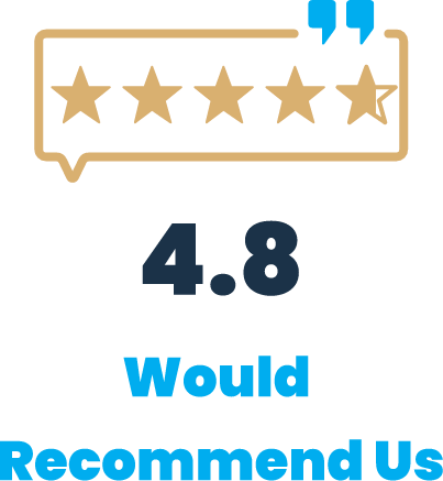 4.8 would recommend us badge