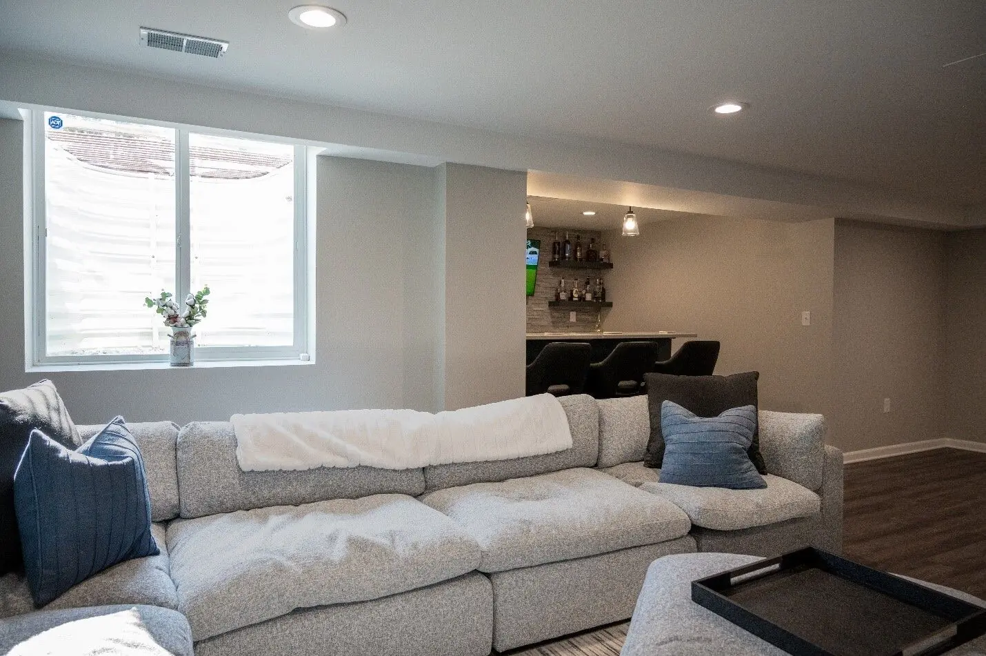 Finished basement with egress window.